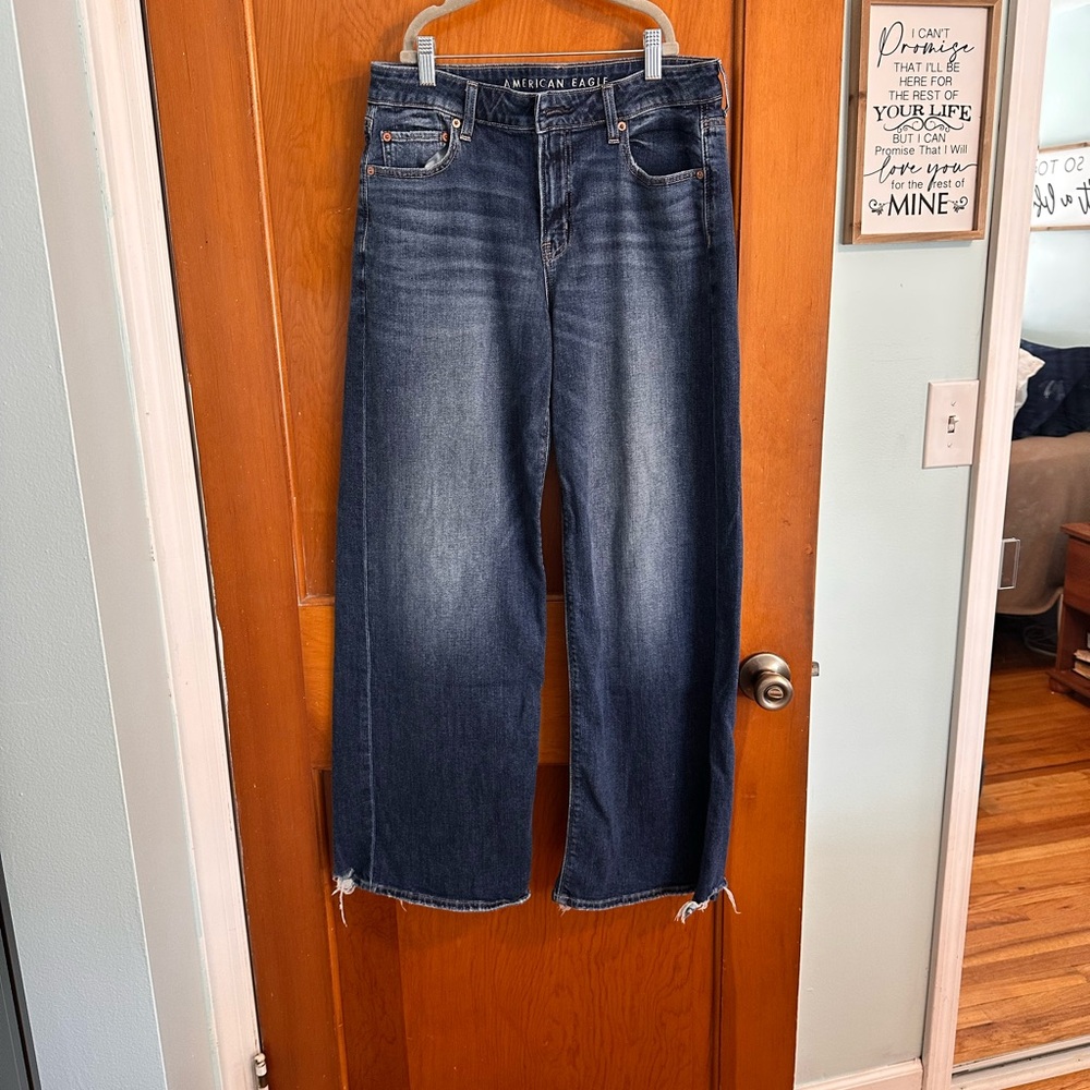 American Eagle Outfitters Dark Wash Wide Leg Jeans